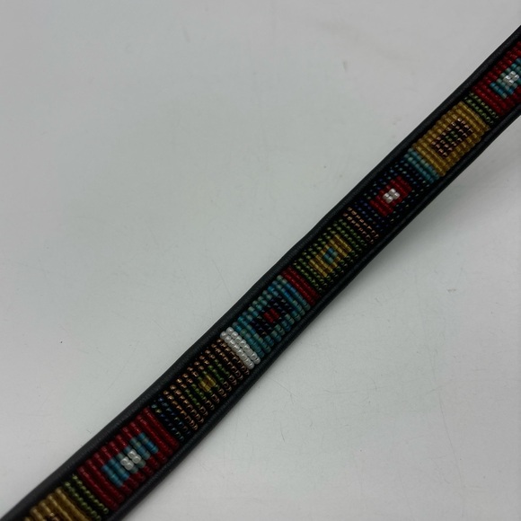 Brighton Western Boho Black Leather & Seed Bead Belt #Q3501 Sz Small EUC - Picture 6 of 8